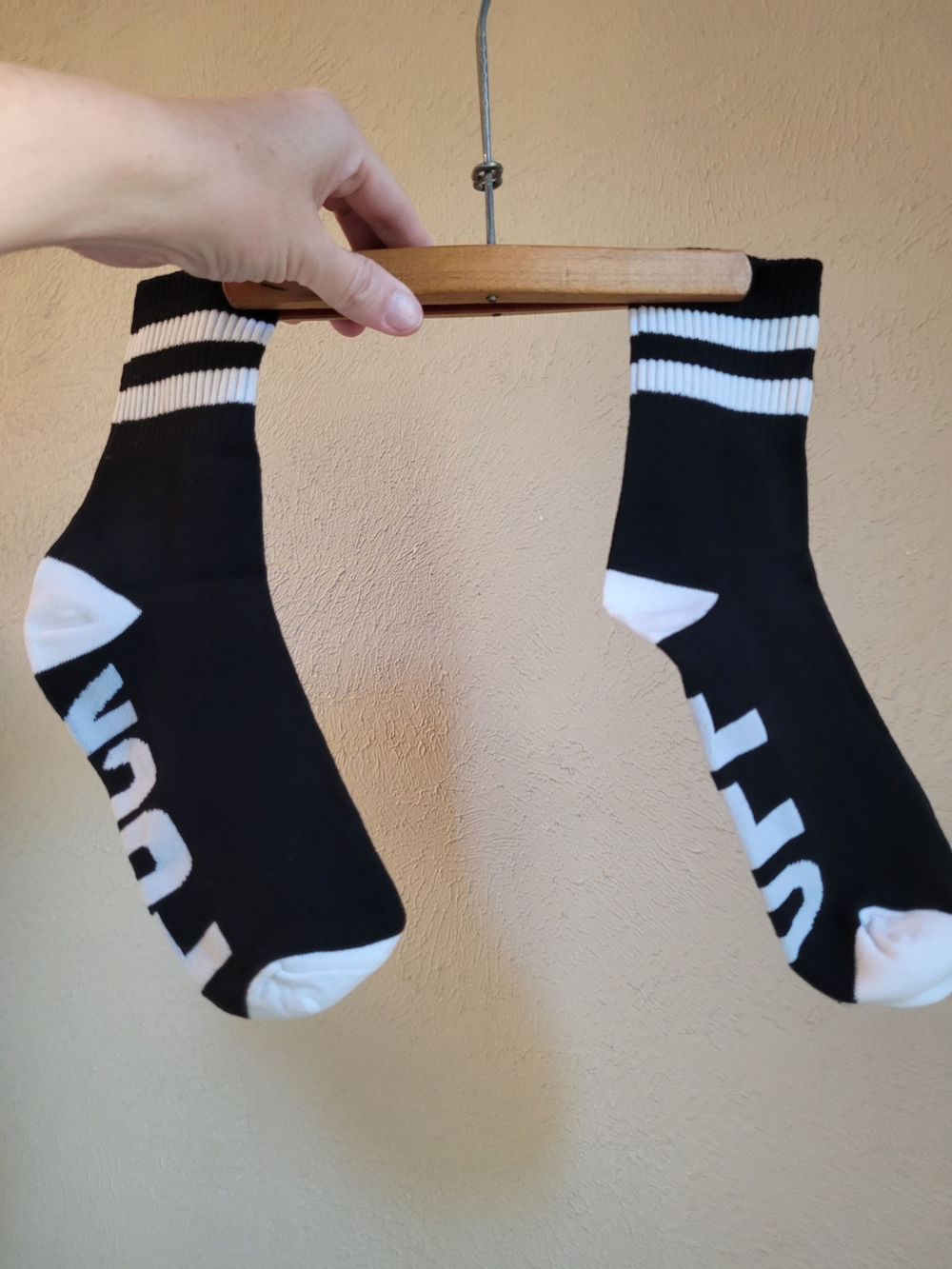NEW and never worn profane Black & White Athletic Crew Socks